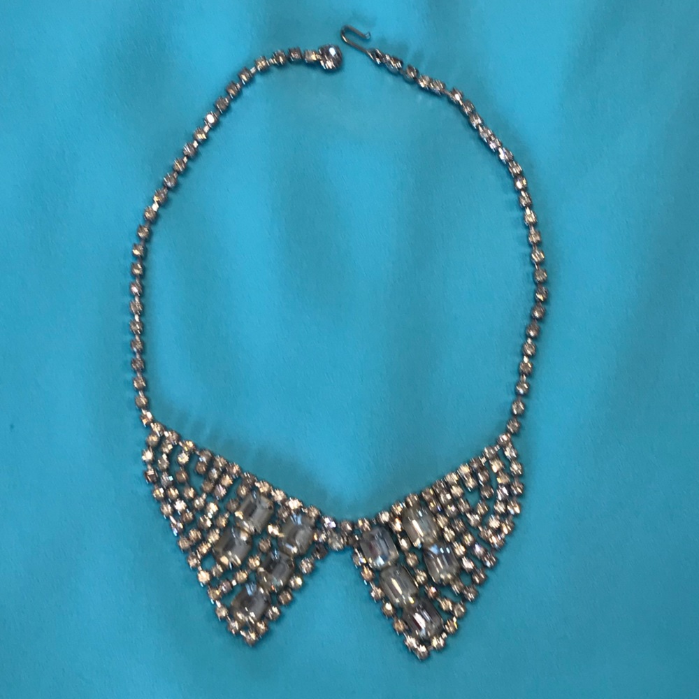 Vintage 1950s Rhinestone 15” Choker Necklace
